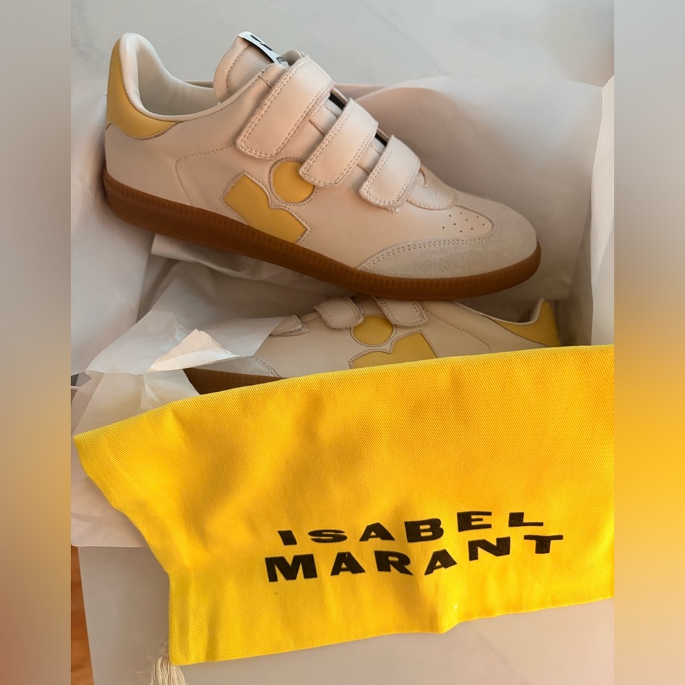 New in box Isabel Marant  Cream and Butter Yellow Beth Velcro Sneakers